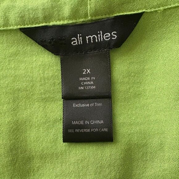 Ali Miles Lime Green Black Cowl Neck Tunic Top Artsy Colorblock Plus Size 2X - Picture 4 of 5